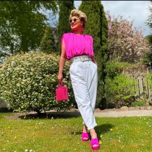 Zara Fuchsia Shoulder Pad Sleeves Top